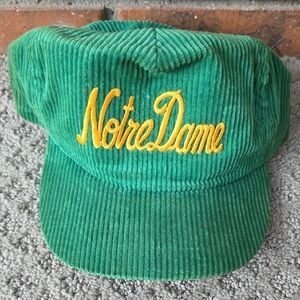 Notre Dame Vintage Green Corduroy Hat